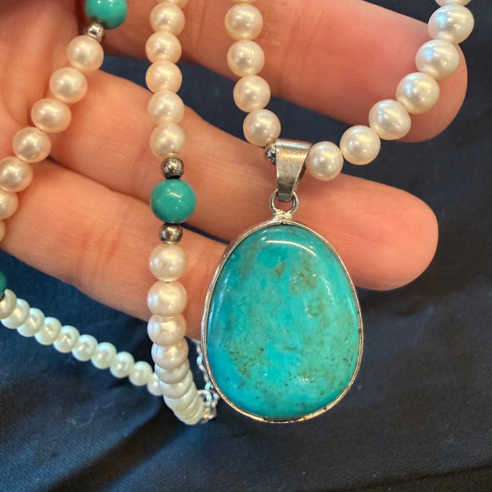 Pearl and turquoise necklace